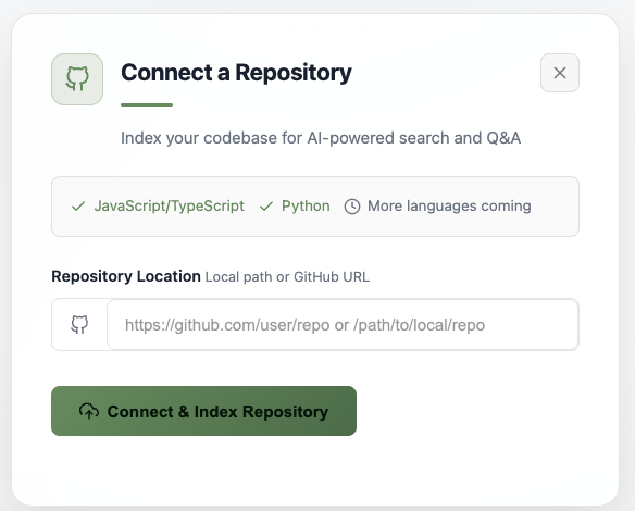 Connect a repository form
